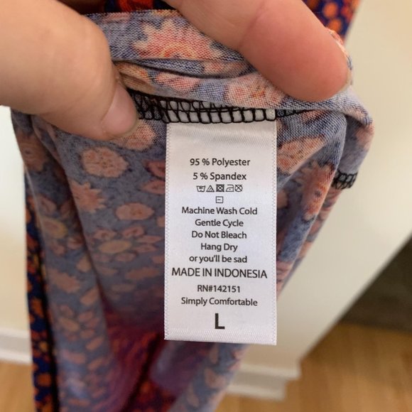 LuLaRoe Julia Dress Kaleidoscope Print Large Navy Blue Orange - Picture 8 of 9